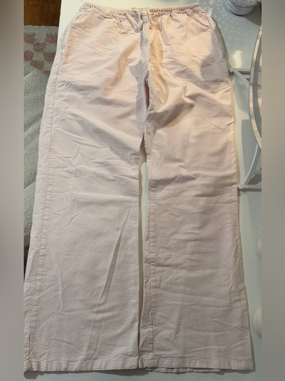 Brandy Melville Light Pink & White Drawstring Pants
